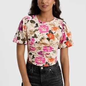 Express Pink and Red Floral Blouse
